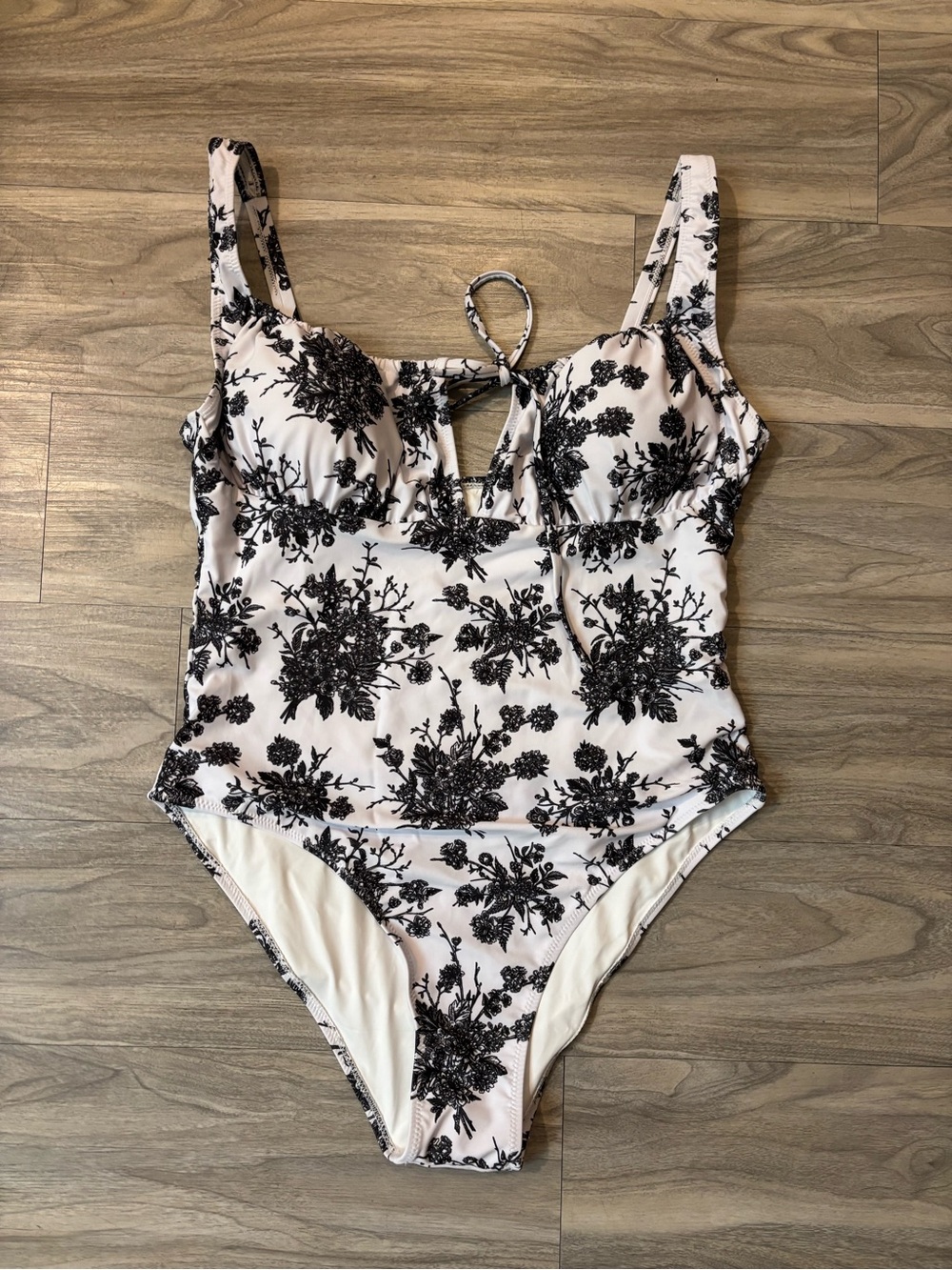 Berkshire Black Floral One-Piece Swimsuit on Cream